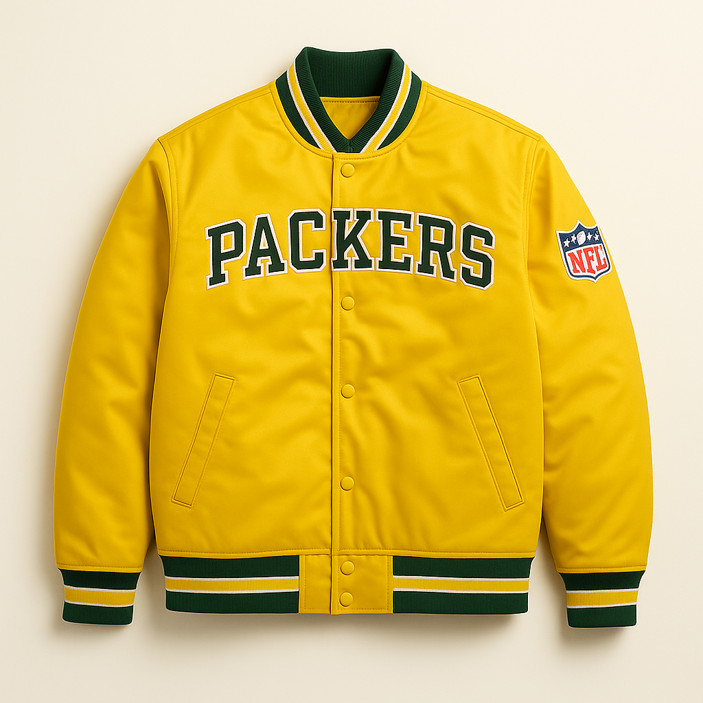 Green Bay Packers NFL Satin Varsity Fan Jacket | JacketnJoint
