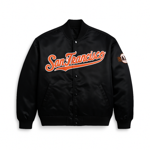 San Francisco Giants Black Satin Varsity Jacket, JacketnJoint