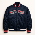 Boston Red Sox varsity satin bomber jacket front view , JacketnJoint