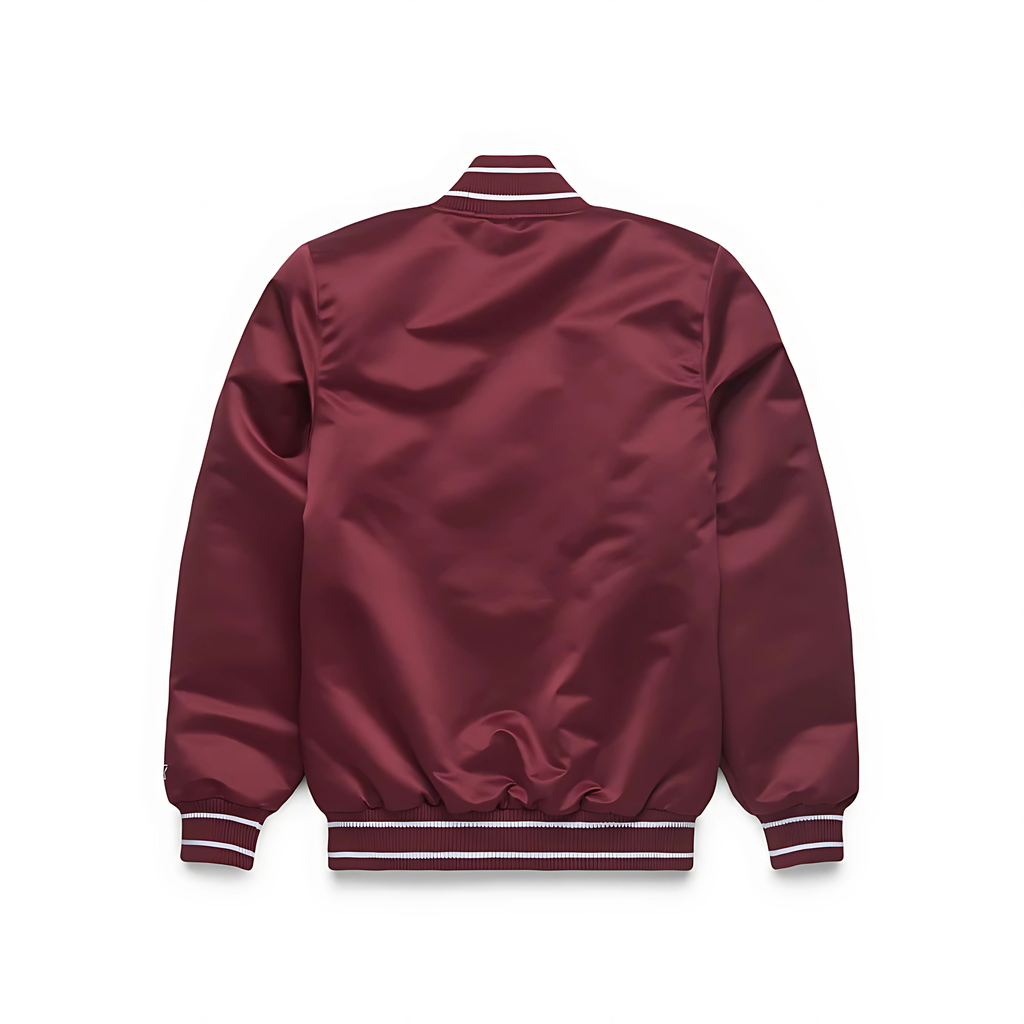 Philadelphia Phillies classic satin bomber jacket red white back view, JacketnJoint