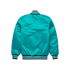 Miami Marlins Black Satin Bomber Jacket back view, JacketnJoint