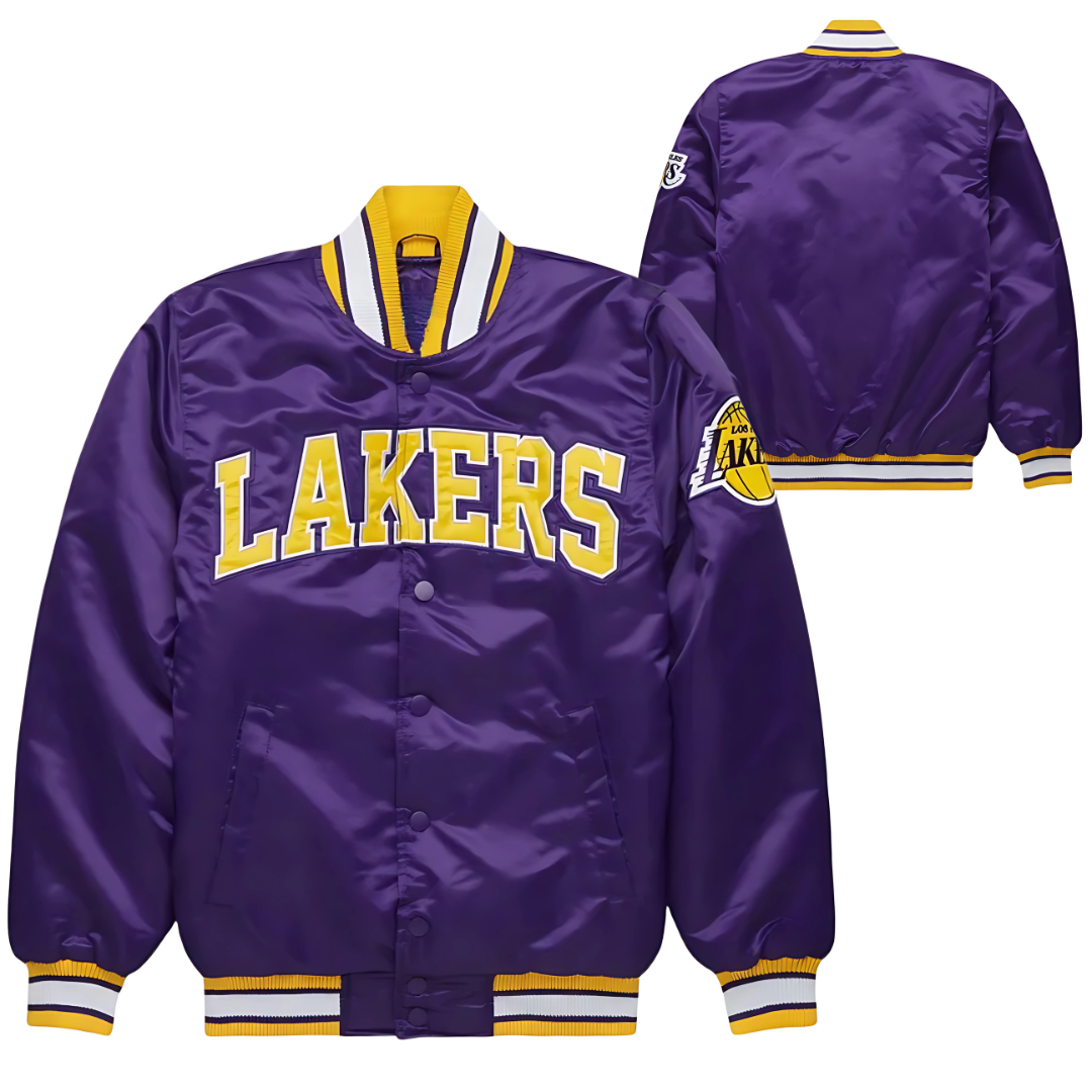 Official NBA Lakers satin basketball jacket fan gear, JacketnJoint