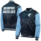 Navy satin Memphis Grizzlies jacket with embroidered logo, JacketnJoint