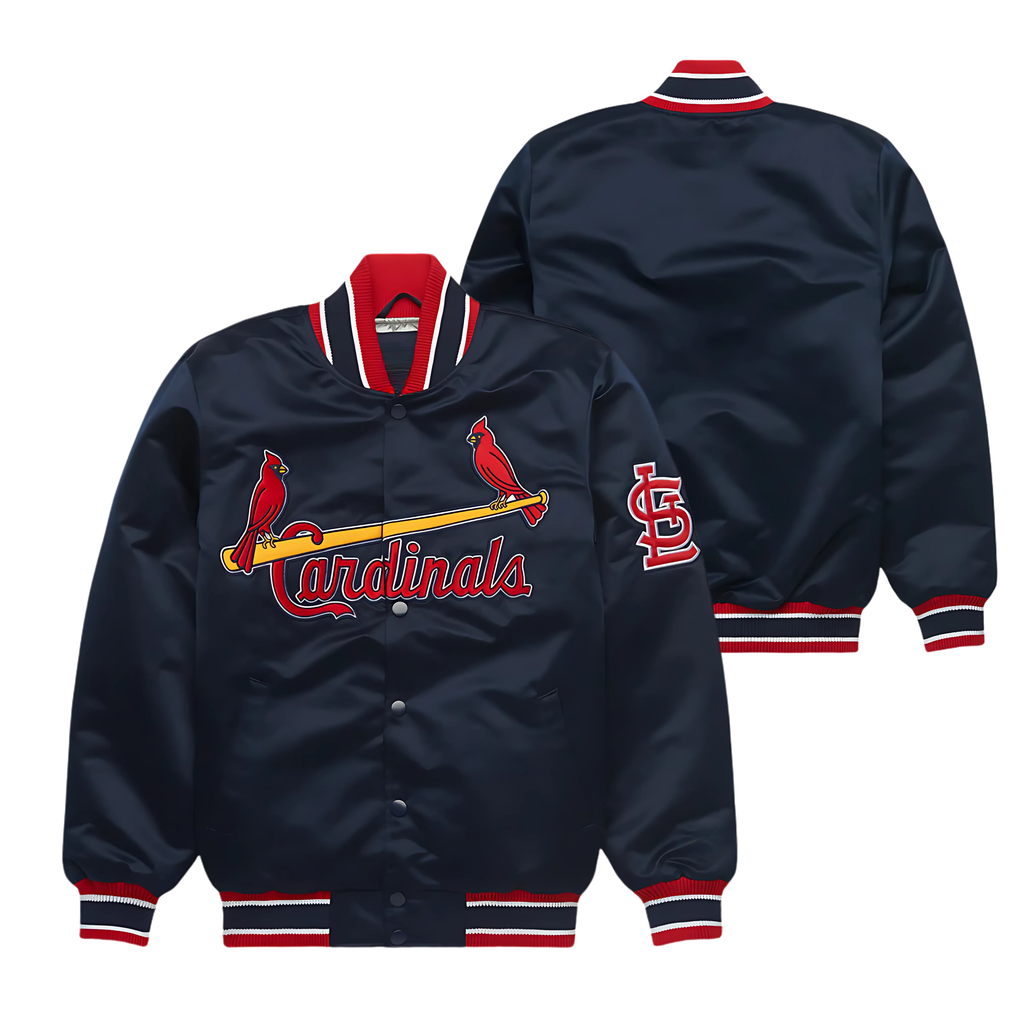 Official MLB Cardinals satin jacket with embroidered logo, JacketnJoint