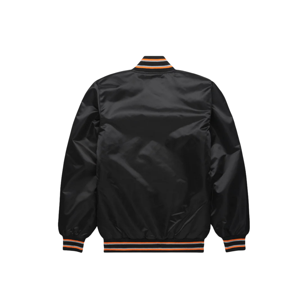 Official MLB San Francisco Giants satin bomber for fans back view, JacketnJoint