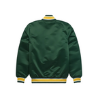 Green Oakland Athletics satin heritage jacket front view, JacketnJoint