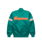 Miami Dolphins retro satin bomber jacket back view, JacketnJoint