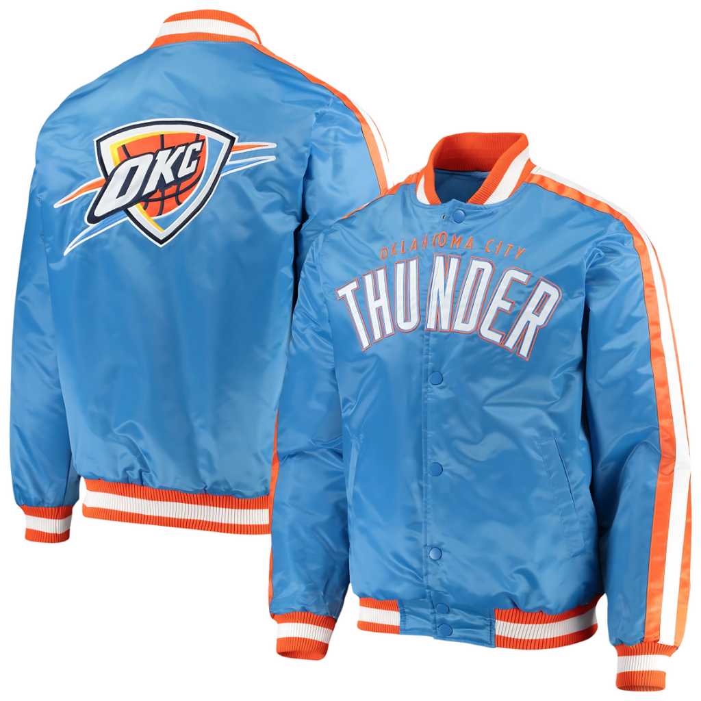 Oklahoma City Thunder heritage satin jacket with team logo, JacketnJoint