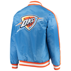 Official NBA Oklahoma City Thunder satin jacket back view, JacketnJoint