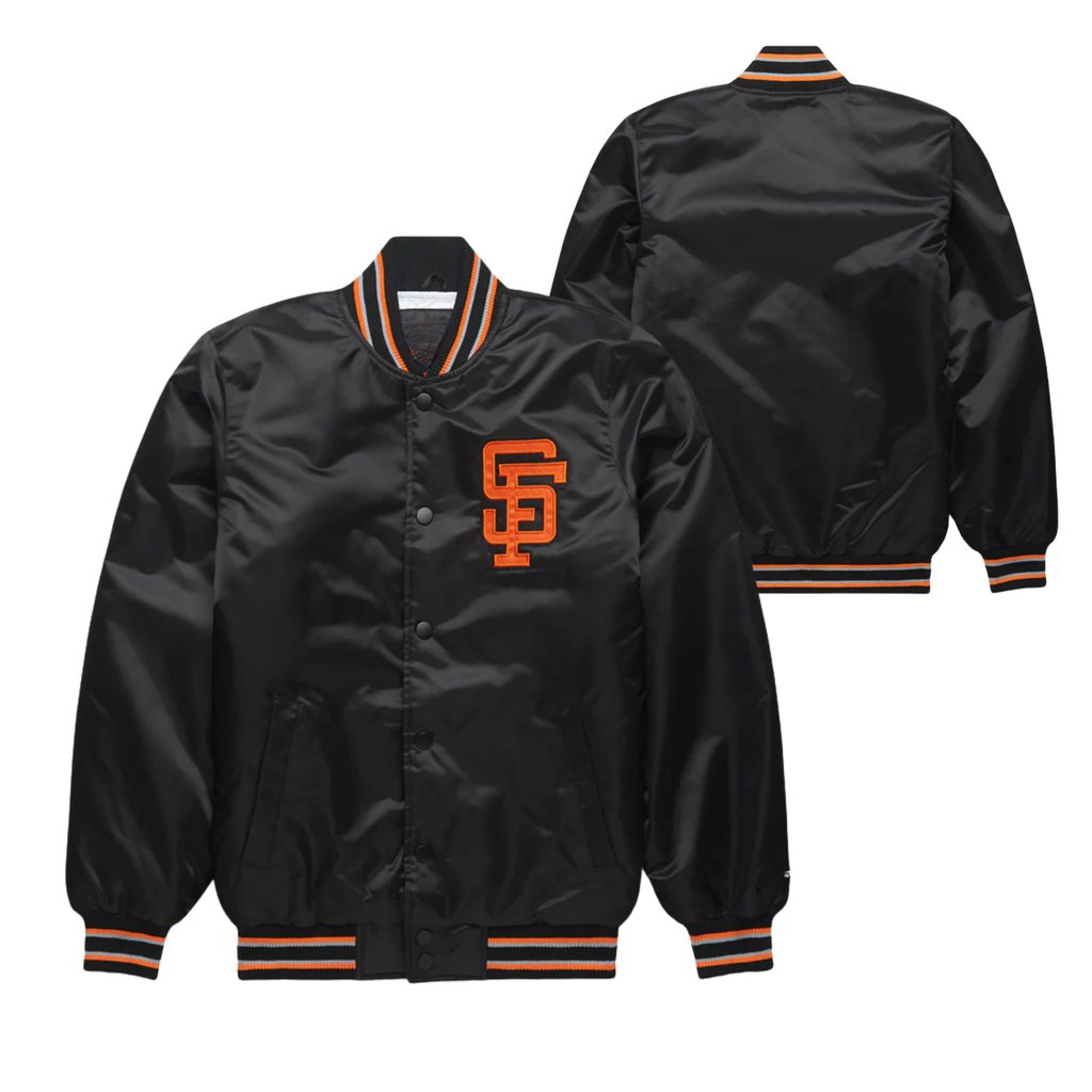 San Francisco Giants Black Satin Jacket, Official MLB Fan Apparel, JacketnJoint