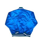Timberwolves satin bomber jacket with team logo back view, JacketnJoint