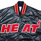 Black satin Miami Heat bomber jacket with embroidered logo, JacketnJoint