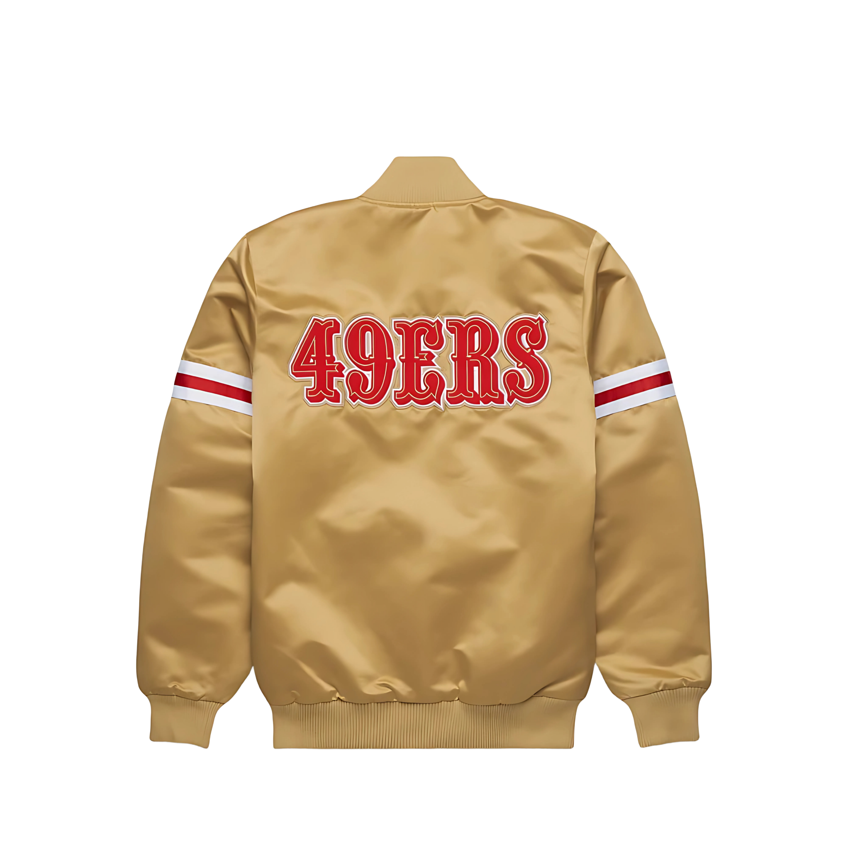San Francisco 49ers scarlet satin NFL jacket back view, JacketnJoint