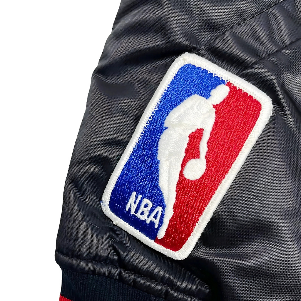 Portland Trail Blazers retro satin varsity jacket front view, JacketnJoint