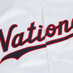 Washington Nationals white varsity satin jacket embroidered logo, JacketnJoint