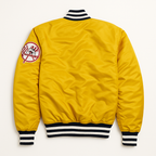 New York Yankees yellow satin jacket back view MLB fanwear