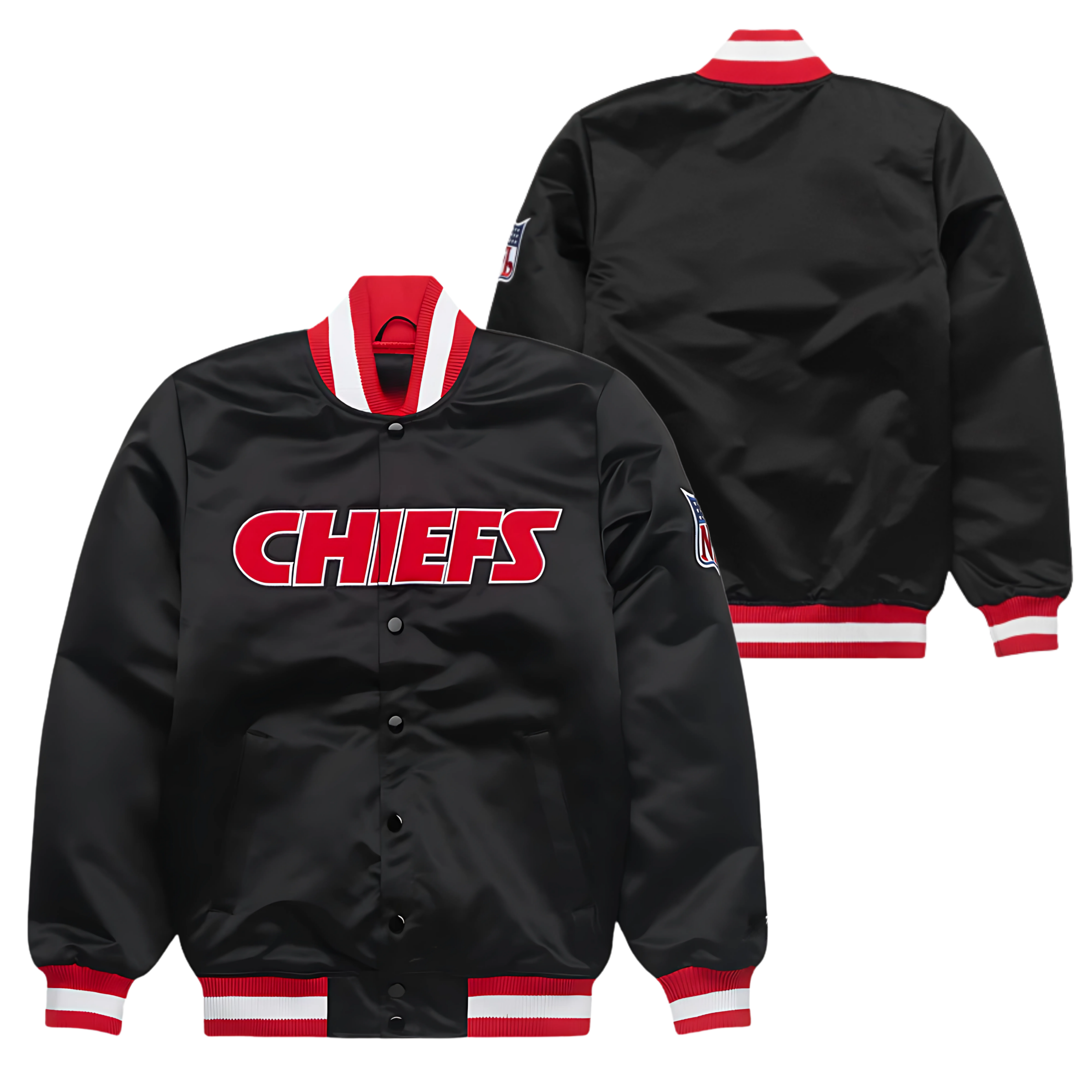 Black bomber style Kansas City Chiefs fan apparel, JacketnJoint