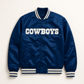 Dallas Cowboys blue heritage NFL jacket front view, JacketnJoint