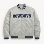 Dallas Cowboys old silver retro NFL jacket front view, JacketnJoint