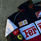Official  Ferrari Formula 1 red and white satin jacket, JacketnJoint