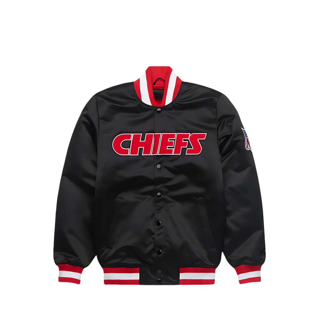 Kansas City Chiefs black bomber jacket official NFL fan gear, JacketnJoint