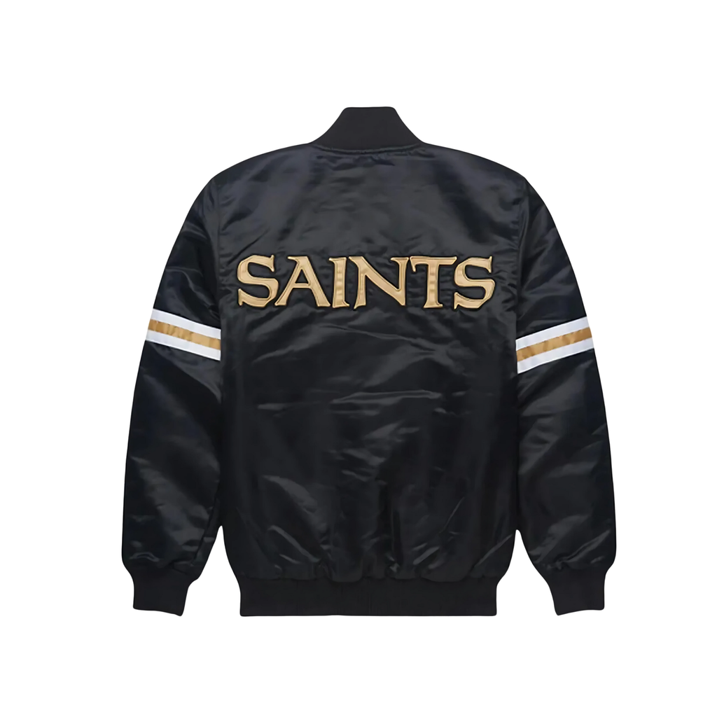 Official Saints gold satin jacket for football fans, JacketJoint