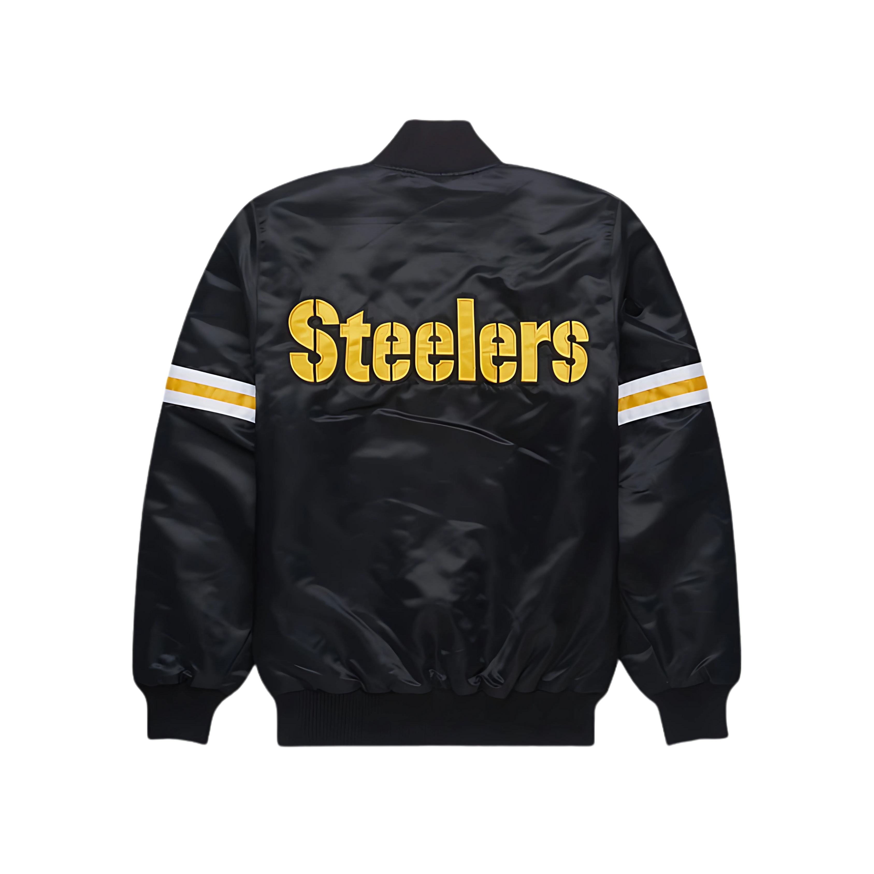 Official Steelers satin bomber jacket for football fans, JacketnJoint
