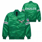 Premium Eagles NFL outerwear in midnight green satin, JacketnJoint