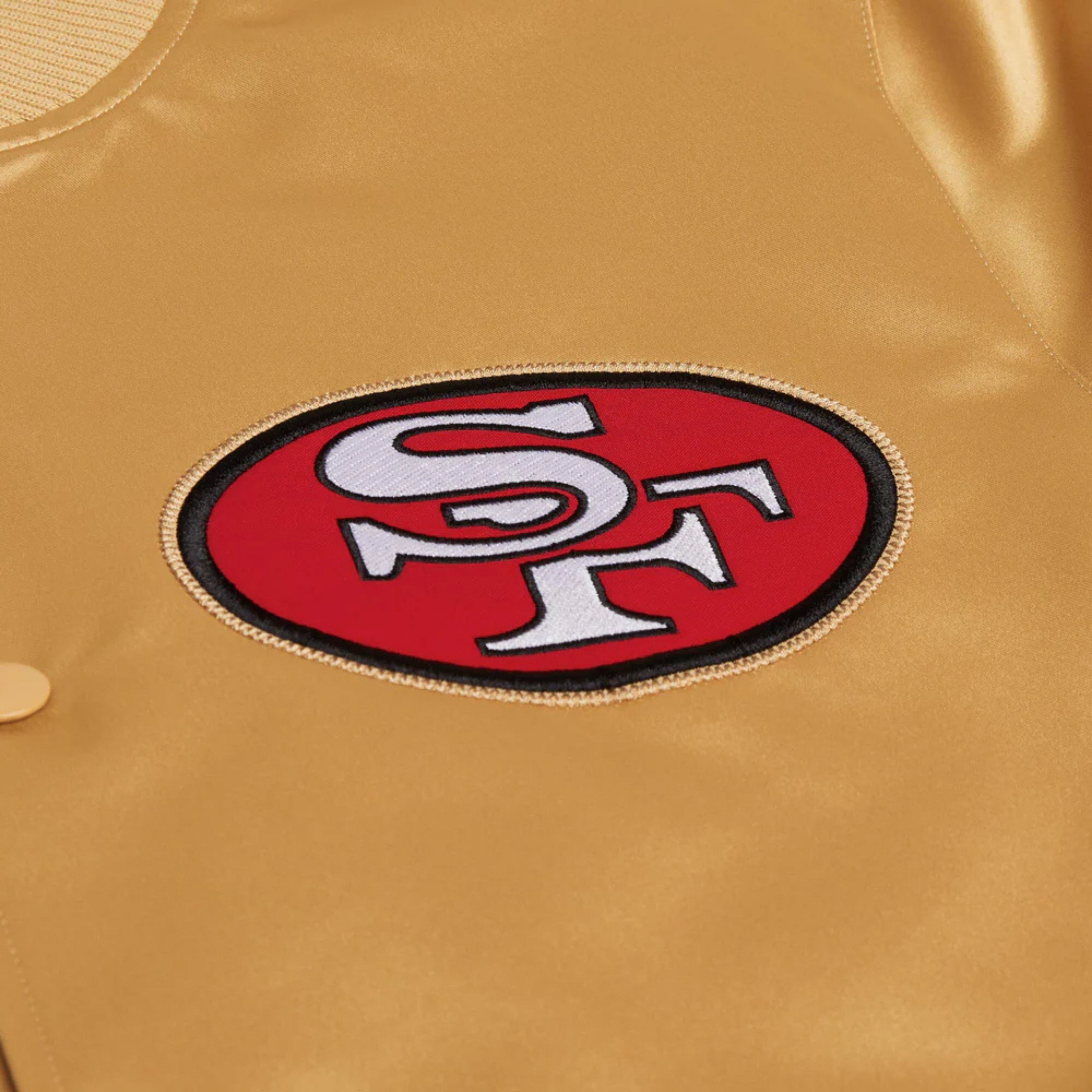 Premium satin San Francisco 49ers fanwear embroidered logo, JacketnJoint